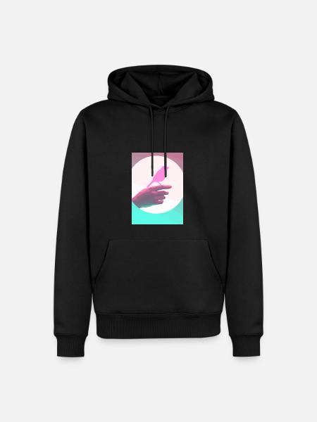 Retro-Vogel - Männer Premium Bio Hoodie - Schwarz