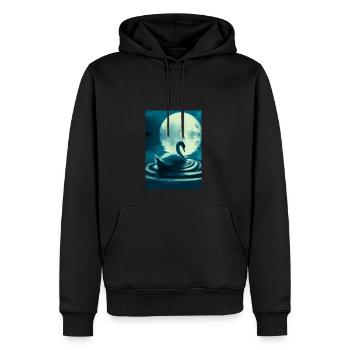 Schwan im Vollmond - Männer Premium Bio Hoodie - Schwarz - Vorne - Nico (187cm)