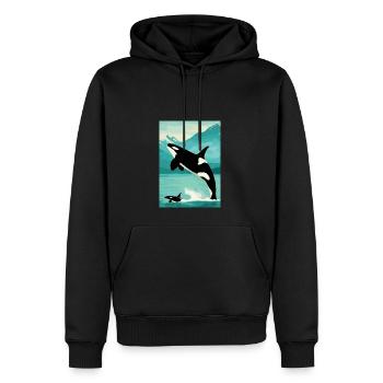 Familie der Wale - Männer Premium Bio Hoodie - Schwarz - Vorne - Nico (187cm)
