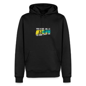 Du brauchst Mut um zu fahren wie ich Mountainbike - Männer Premium Bio Hoodie - Schwarz - Vorne - Nico (187cm)