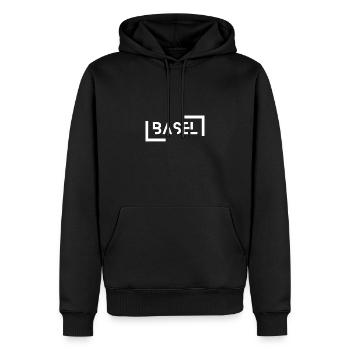Bâle - Sweat à capuche Premium bio Homme - noir - Devant - Nico (187cm)