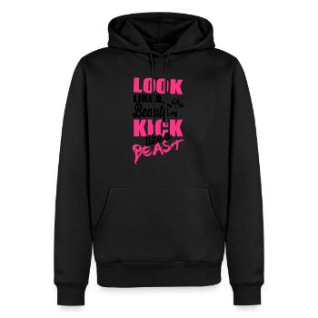 Kick like a beast - Männer Premium Bio Hoodie - Schwarz - Vorne - Nico (187cm)