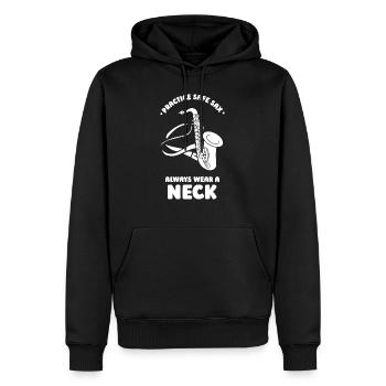 Practice safe sax always wear a neck - Männer Premium Bio Hoodie - Schwarz - Vorne - Nico (187cm)