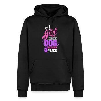 A girl and her dog living life in peace - Männer Premium Bio Hoodie - Schwarz - Vorne - Nico (187cm)