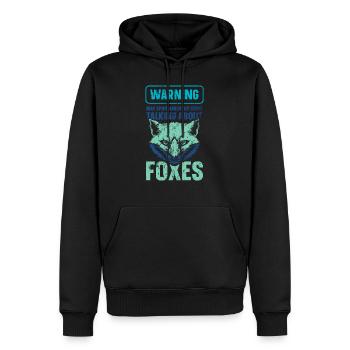 spontaneously start talking about foxes - Männer Premium Bio Hoodie - Schwarz - Vorne - Nico (187cm)