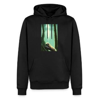 Cooles Comic-Porträt eines Faultiers mit Sonnenbrille - Männer Premium Bio Hoodie - Schwarz - Vorne - Nico (187cm)