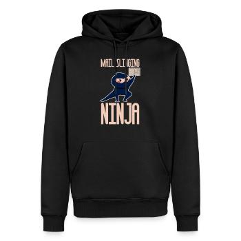 Mail Slinging Ninja 2 - Men’s Premium Organic Hoodie - black - Front - Nico (187cm)