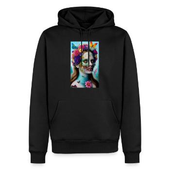 OEUVRE Fleur Papillon Beauté - Sweat à capuche Premium bio Homme - noir - Devant - Nico (187cm)