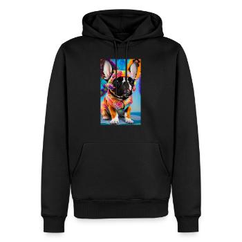 French Bulldog Gemälde - Männer Premium Bio Hoodie - Schwarz - Vorne - Nico (187cm)