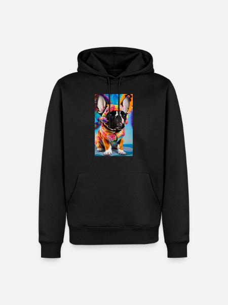 French Bulldog Gemälde - Männer Premium Bio Hoodie - Schwarz