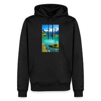 Lac - Sweat à capuche Premium bio Homme - noir - Devant - Nico (187cm)