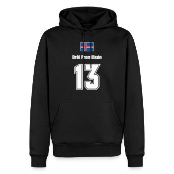 Island Trikot Nr.13 - Männer Premium Bio Hoodie - Schwarz - Vorne - Nico (187cm)