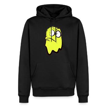 Lustig grimmig blickender Geist in Gelb - Männer Premium Bio Hoodie - Schwarz - Vorne - Nico (187cm)