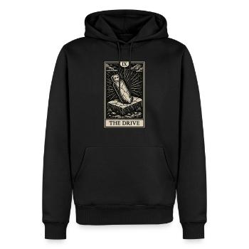 Das Laufwerk – Datahoarder USB Tarotkarte - Männer Premium Bio Hoodie - Schwarz - Vorne - Nico (187cm)