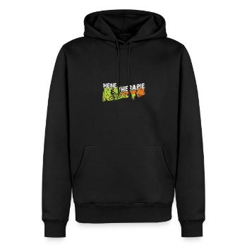 Fahrrad Biken ist meine Therapie - Männer Premium Bio Hoodie - Schwarz - Vorne - Nico (187cm)