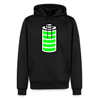 Volle Batterie - Männer Premium Bio Hoodie - Schwarz - Vorne - Nico (187cm)