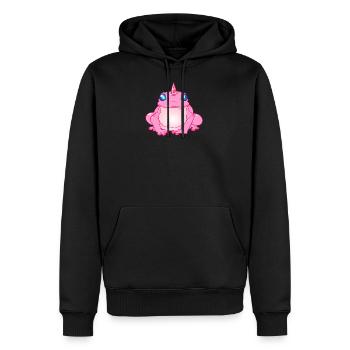 Frosch mit Einhorn Unicorn Optik - Männer Premium Bio Hoodie - Schwarz - Vorne - Nico (187cm)