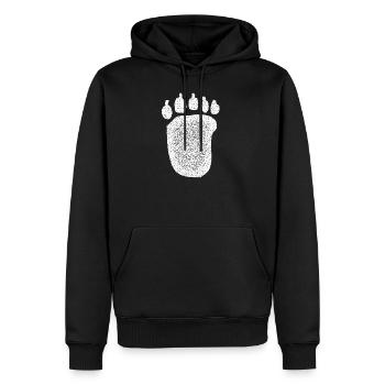 Empreinte de patte d'un ours - le pied d'ours - Sweat à capuche Premium bio Homme - noir - Devant - Nico (187cm)