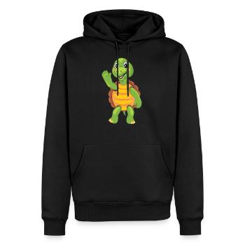 Wellenartig bewegende Tatze der lustigen Karikaturschildkröte - Männer Premium Bio Hoodie - Schwarz - Vorne - Nico (187cm)
