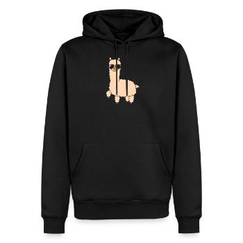 Alpaka mit Sonnenbrille - Männer Premium Bio Hoodie - Schwarz - Vorne - Nico (187cm)