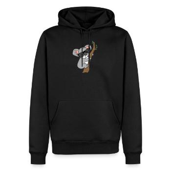 Koala mit Brille auf Baum - Männer Premium Bio Hoodie - Schwarz - Vorne - Nico (187cm)