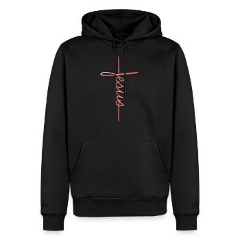 Jésus - Sweat à capuche Premium bio Homme - noir - Devant - Nico (187cm)