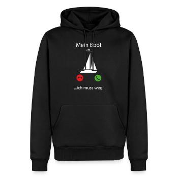 mein boot ruft - ich muss weg - Männer Premium Bio Hoodie - Schwarz - Vorne - Nico (187cm)