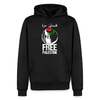 Free Palestine Palestine Palestine Liberté de Gaza Liberté - Sweat à capuche Premium bio Homme - noir - Devant - Nico (187cm)