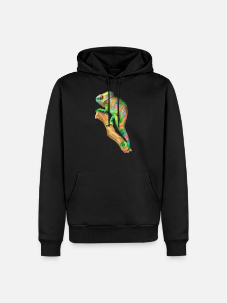Chamäleon Chameleon im Dschungel auf einem Ast - Männer Premium Bio Hoodie - Schwarz