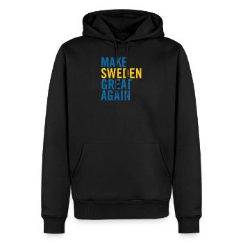 Rendre à la Suède sa grandeur - Sweat à capuche Premium bio Homme - noir - Devant - Nico (187cm)