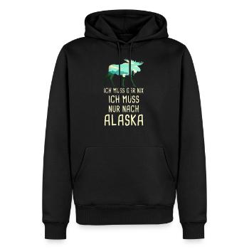 Ich Muss Gar Nix Ich Muss Nur Nach Alaska USA - Männer Premium Bio Hoodie - Schwarz - Vorne - Nico (187cm)