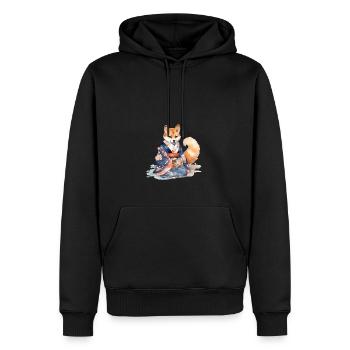 Chien japonais Shiba Inu en kimono - Sweat à capuche Premium bio Homme - noir - Devant - Nico (187cm)