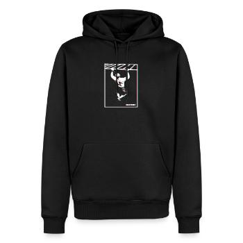 Calisthenics Pull-Up Glitch Design - Männer Premium Bio Hoodie - Schwarz - Vorne - Nico (187cm)