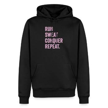 Courir. Sueur. Conquérir. Répéter. - Sweat à capuche Premium bio Homme - noir - Devant - Nico (187cm)