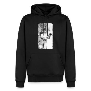 Husky Hund schwarz weiß - Männer Premium Bio Hoodie - Schwarz - Vorne - Nico (187cm)