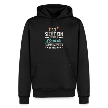 So sieht ein richtig cooler Raumausstatter aus - Männer Premium Bio Hoodie - Schwarz - Vorne - Nico (187cm)
