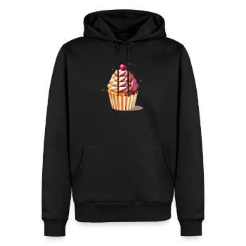 Cupcake – Farbenfrohes Design voller Genussfreude - Männer Premium Bio Hoodie - Schwarz - Vorne - Nico (187cm)