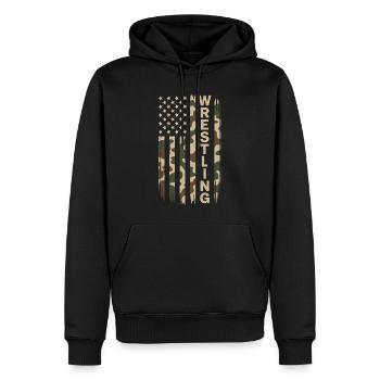 Wrestling USA Flagge Camo Patriot Design - Männer Premium Bio Hoodie - Schwarz - Vorne - Nico (187cm)