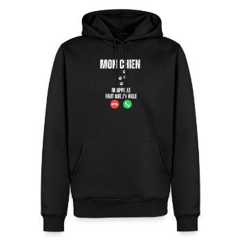 Mon Chien M'Appelle Faut Que J'y Aille - Sweat à capuche Premium bio Homme - noir - Devant - Nico (187cm)