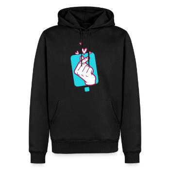 Kpop Doigt coréen en forme de cœur mignon Coréen Pop Amour - Sweat à capuche Premium bio Homme - noir - Devant - Nico (187cm)