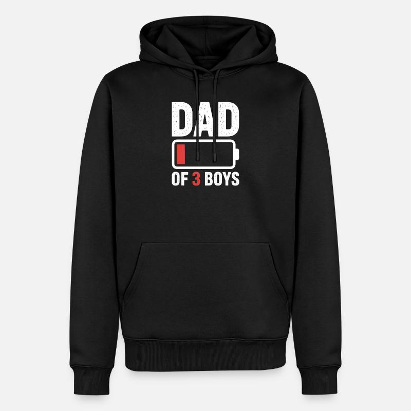 Papa de 3 garçons Pride - Sweat à capuche Premium bio Homme - noir