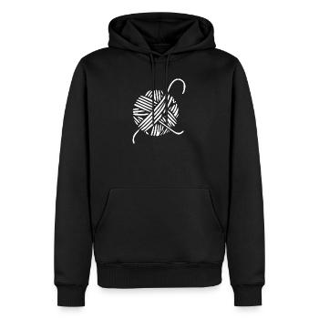 Handarbeit stricken häkeln Geschenk   - Männer Premium Bio Hoodie - Schwarz - Vorne - Nico (187cm)