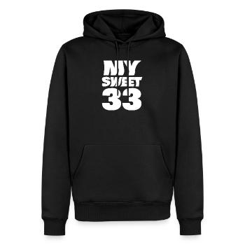 33 - Sweat à capuche Premium bio Homme - noir - Devant - Nico (187cm)