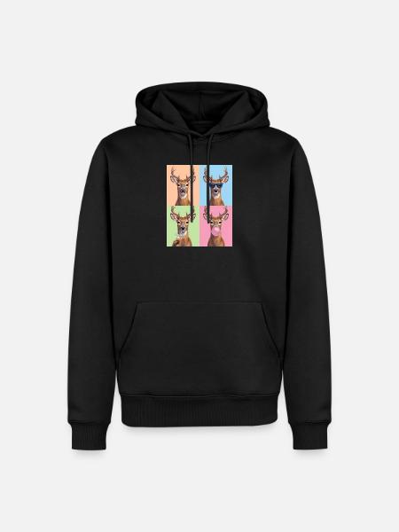 Rehe Reh - Männer Premium Bio Hoodie - Schwarz