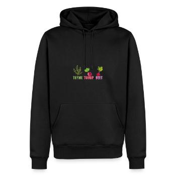 Thym au navet La betterave Motif végétal drôle - Sweat à capuche Premium bio Homme - noir - Devant - Nico (187cm)