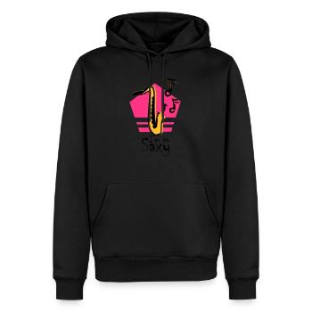 Saxophone Saxophone musique instrument cadeau idée - Sweat à capuche Premium bio Homme - noir - Devant - Nico (187cm)