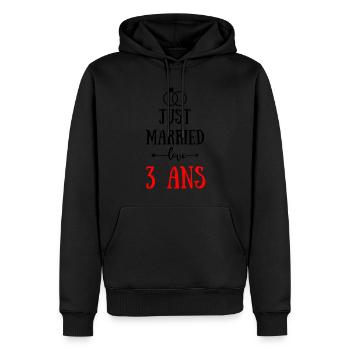 JUST MARRIED ANNIVERSAIRE DE MARIAGE 3 ANS - Sweat à capuche Premium bio Homme - noir - Devant - Nico (187cm)