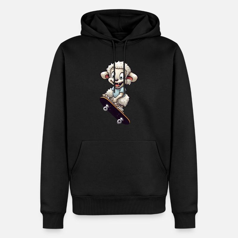 Moutons en planche à roulettes - Sweat à capuche Premium bio Homme - noir