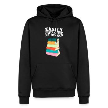 Facilement distrait par les livres Rétro Vintage Lecture - Sweat à capuche Premium bio Homme - noir - Devant - Nico (187cm)