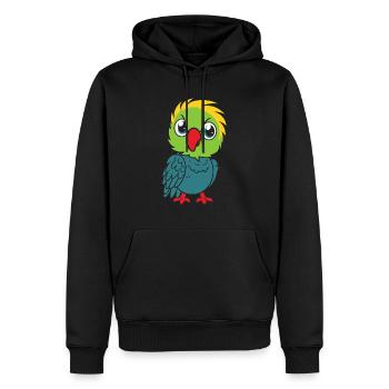 Humour petit perroquet - Sweat à capuche Premium bio Homme - noir - Devant - Nico (187cm)